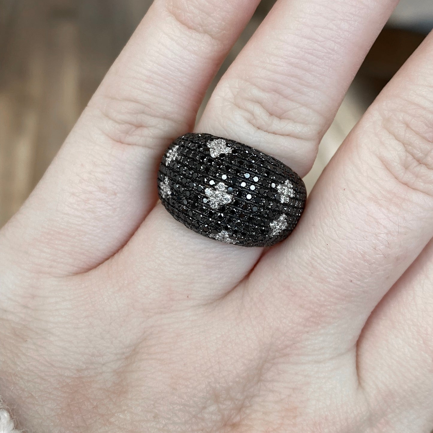 14K White Gold Diamond and Black Diamond Fashion Ring 1.67CTW