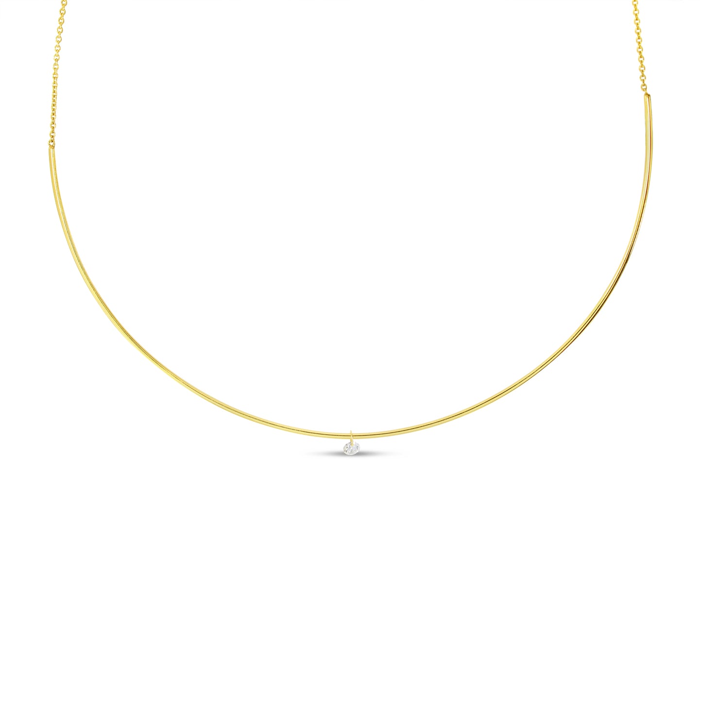 14K Yellow Gold Floating Diamond Wire Choker 12/100CTW