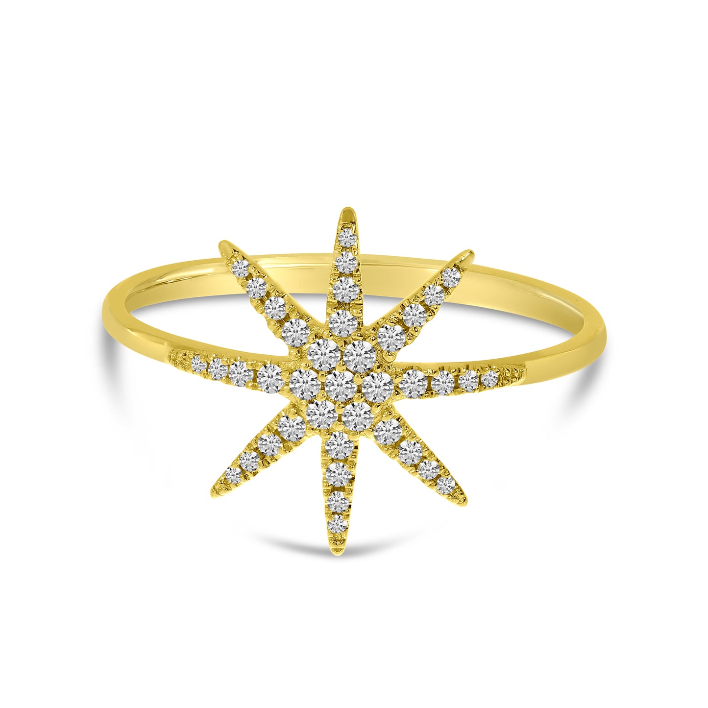 14K Yellow Gold Diamond Starburst Ring 18/100CTW