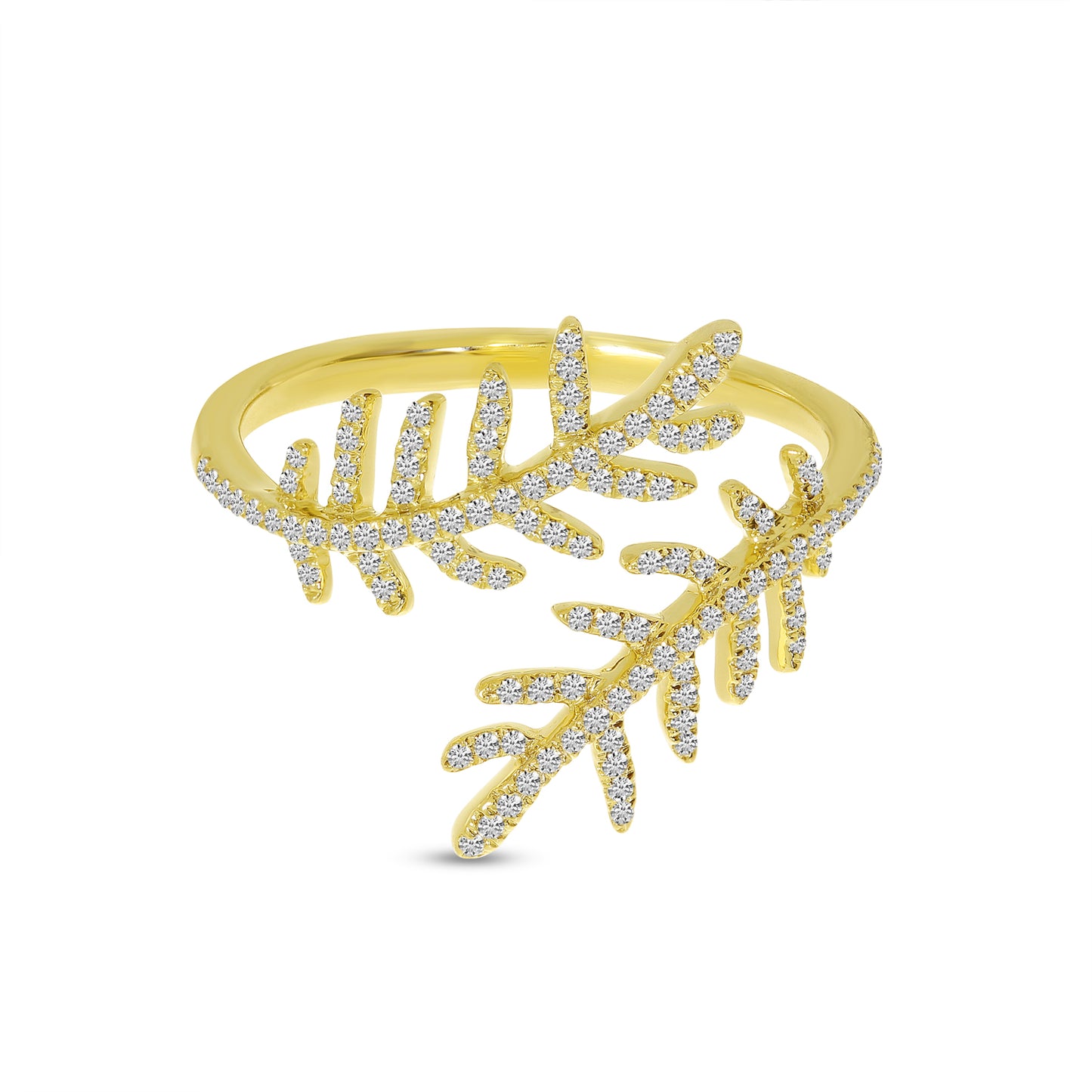 14K Yellow Gold Bypass Diamond Vine Ring 33/100CTW