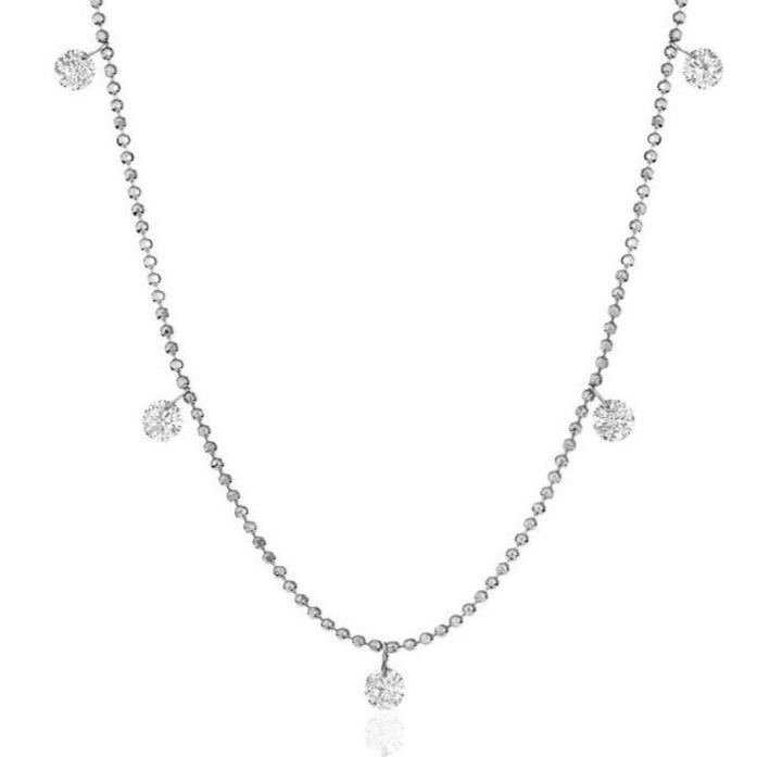 14K "5" Stone Floating Diamond Necklace 50/100CTW