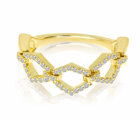 14K Yellow Gold Movable Link Ring 27/100CTW