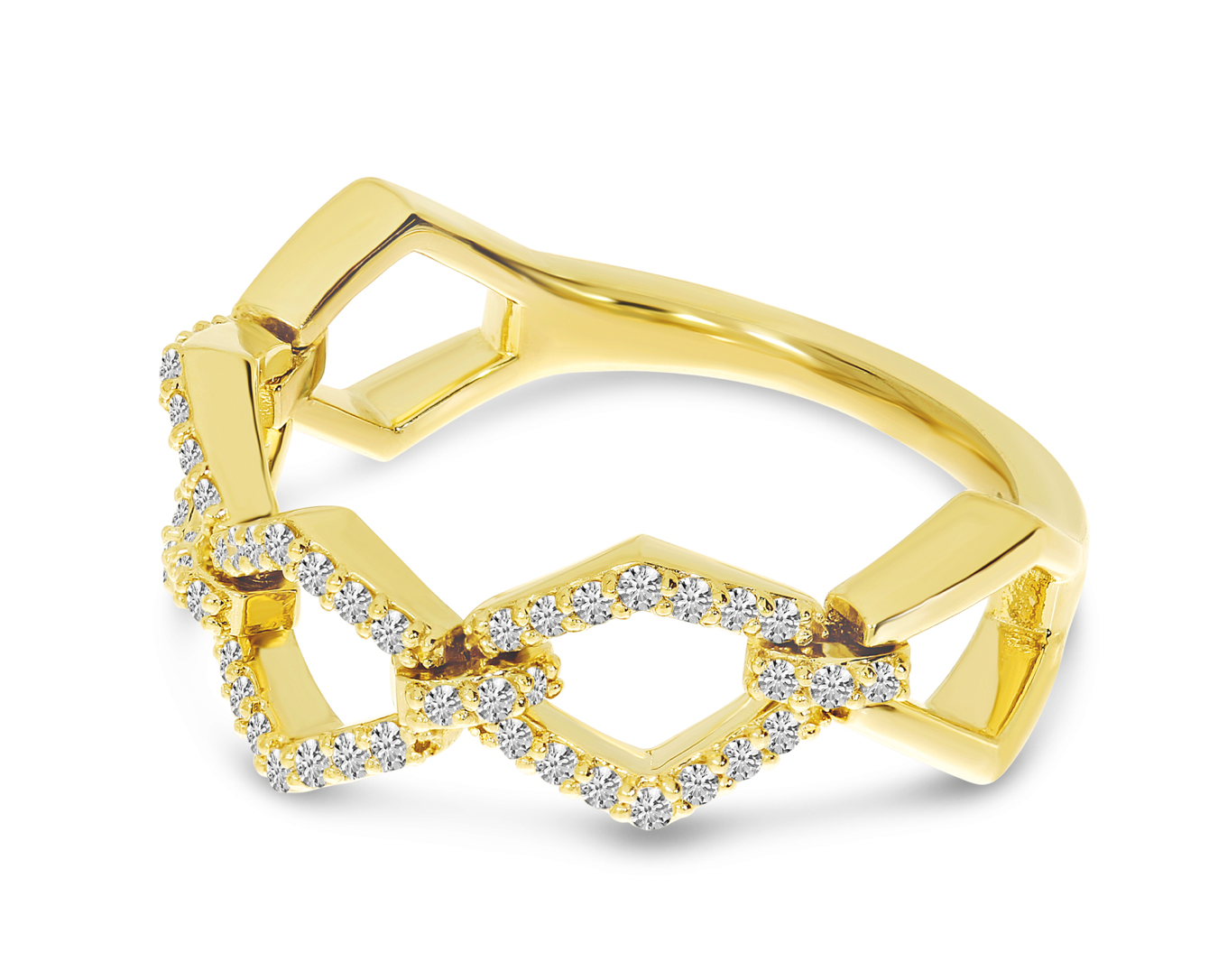 14K Yellow Gold Movable Link Ring 27/100CTW