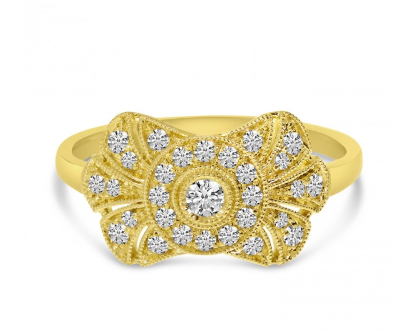 14K Yellow Gold East West Diamond Art Deco Ring 34/100CTW