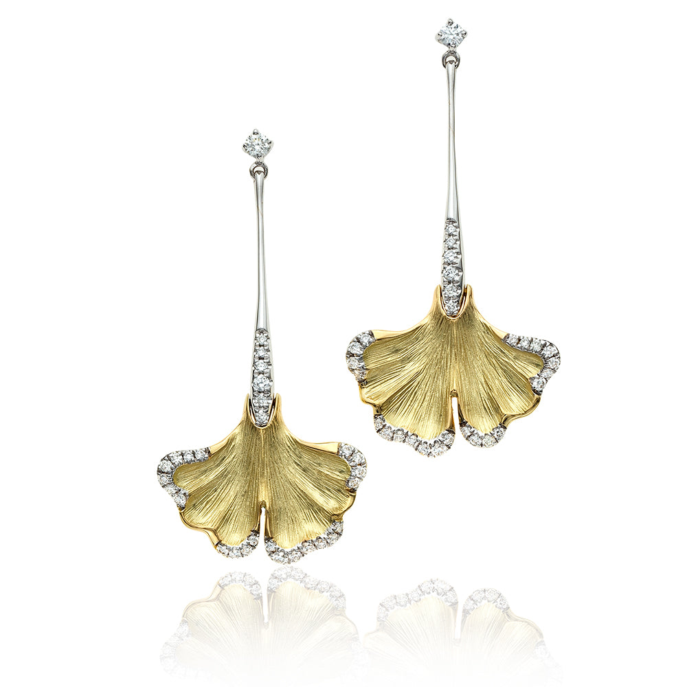 18K Two-Tone Gold Diamond Gingko Leaf 40/100CTW