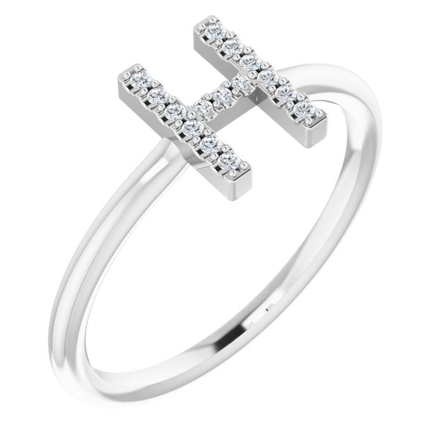 14K Diamond Initial Ring 06/100CTW