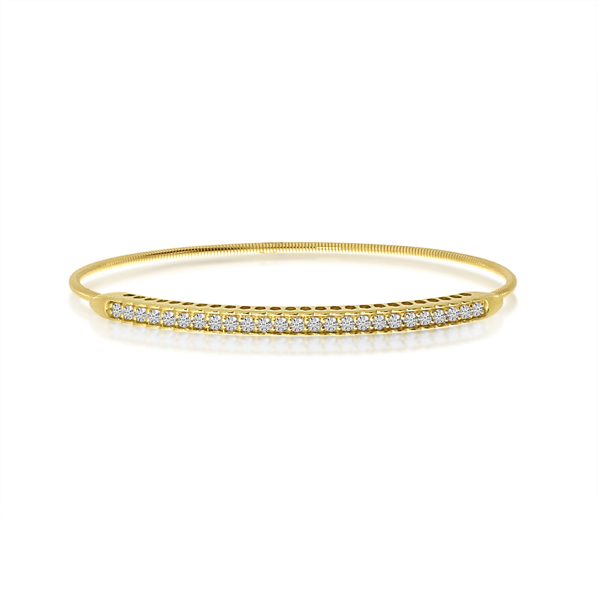 14K Yellow Gold Diamond Bar Stretch Bangle Bracelet 90/100CTW