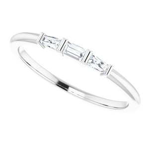14K Three Stone Stackable Baguette Ring 1/6CTW