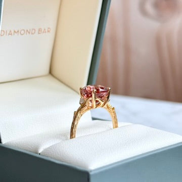 14K Yellow Gold "Branch" Diamond and Tourmaline Ring
