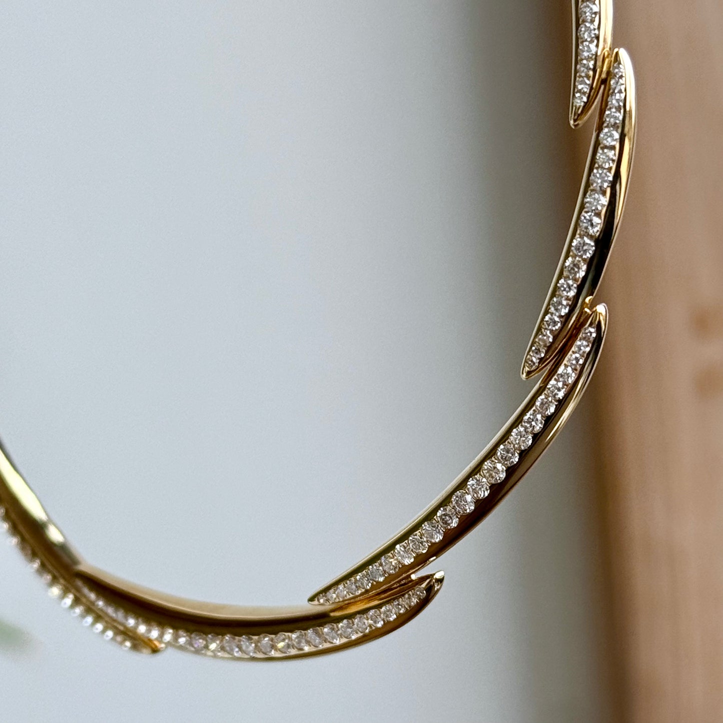 14K Yellow Gold "Flame River" Diamond Riviera Necklace