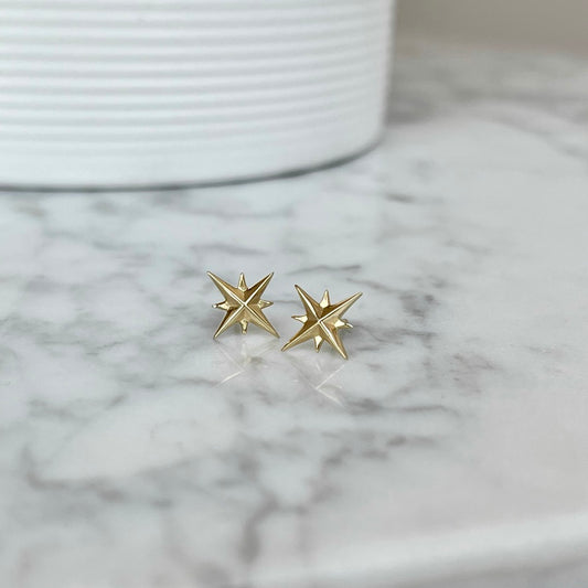 14K Gold Star Earrings