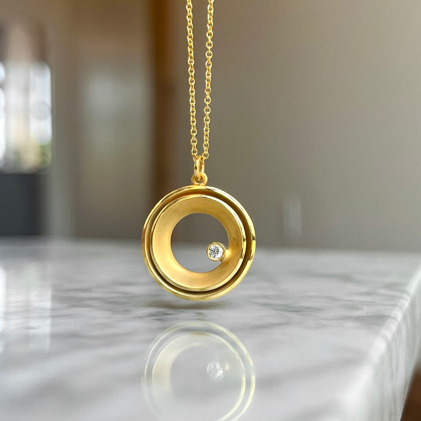 14K Yellow Gold Layered Circle Necklace