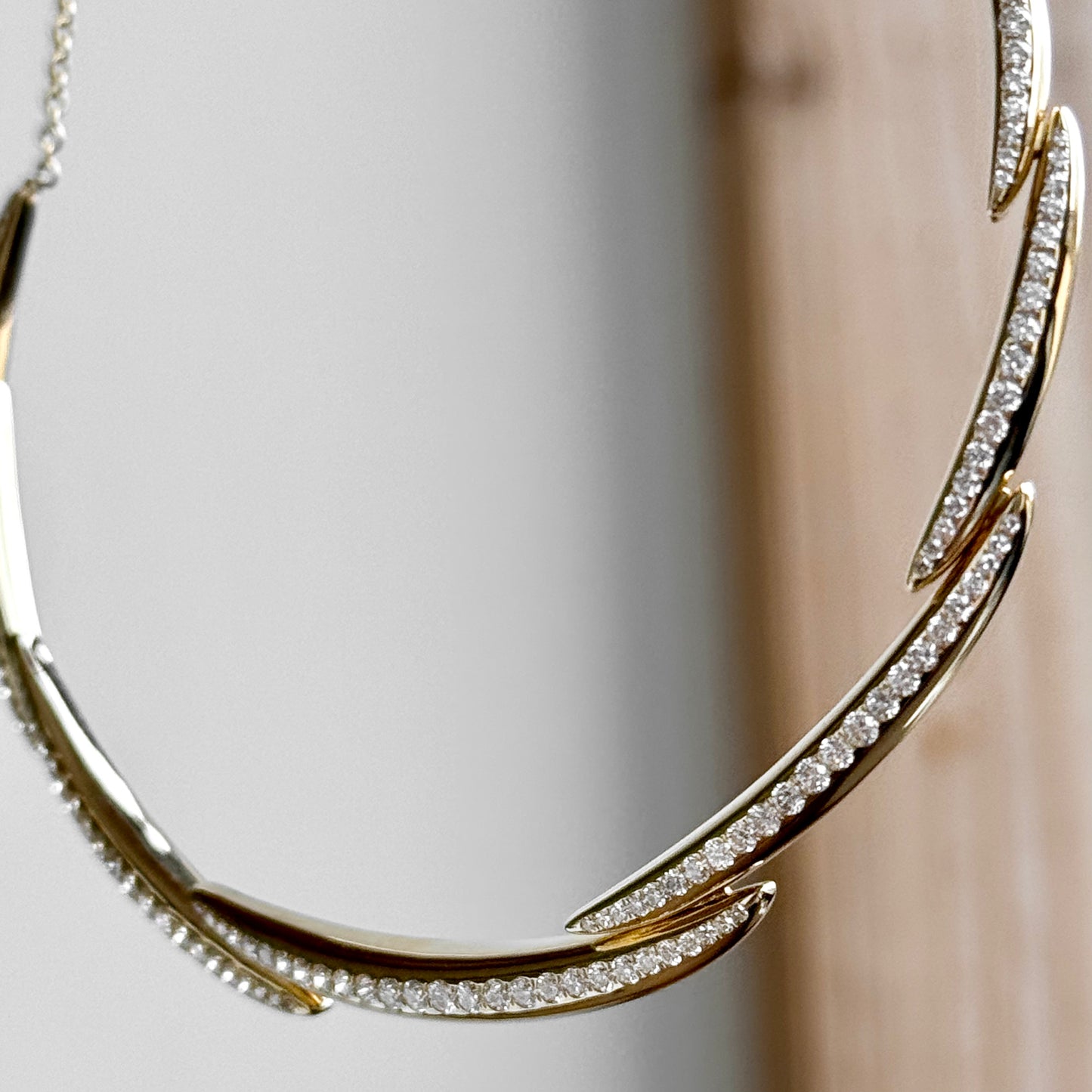 14K Yellow Gold "Flame River" Diamond Riviera Necklace