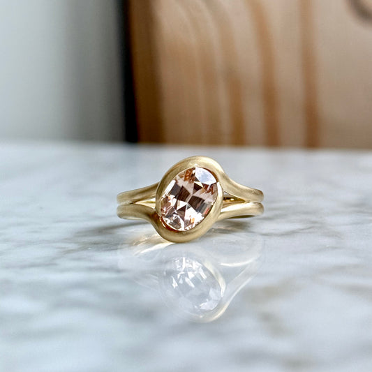 14K Yellow Gold Zircon Bypass Ring