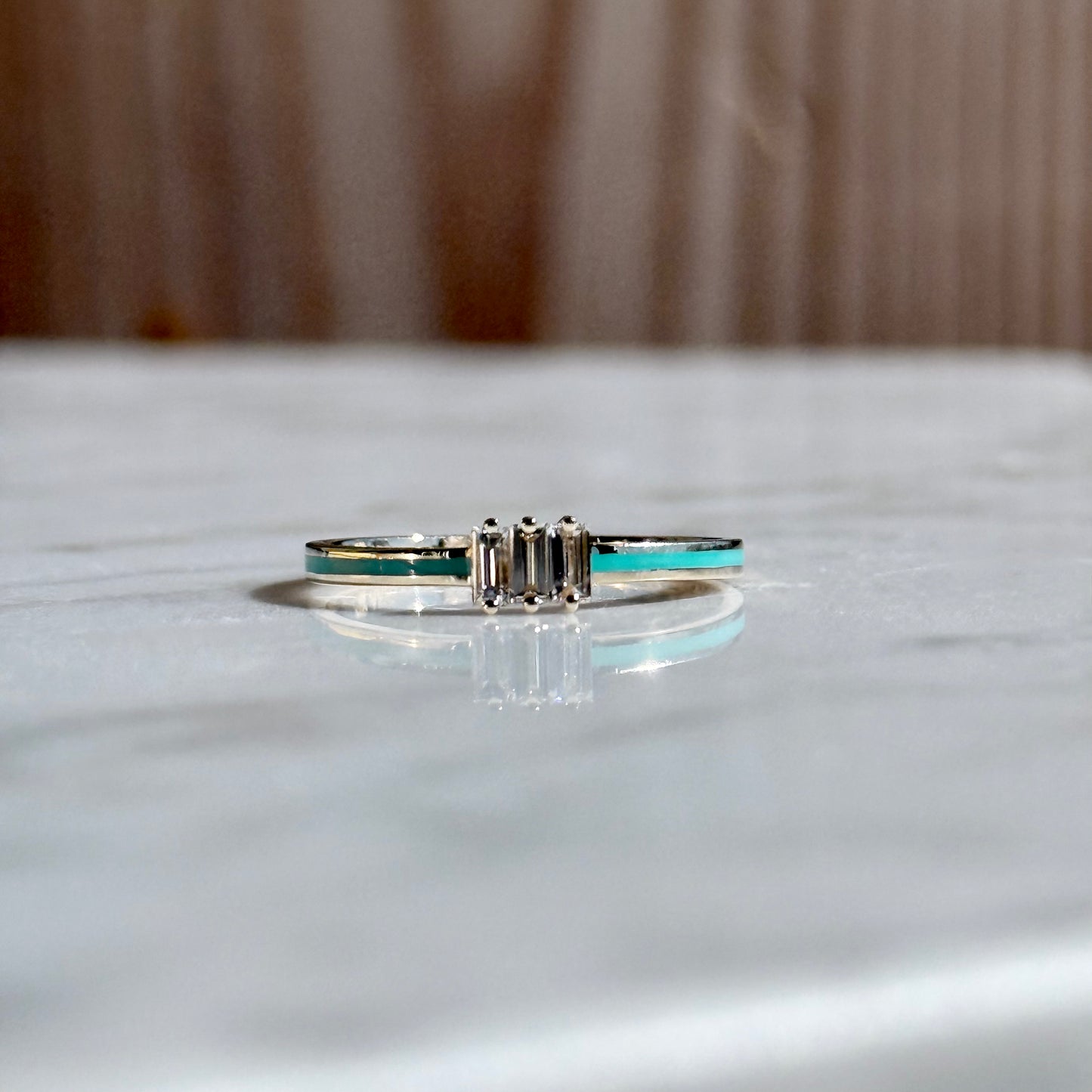 14K Yellow Gold Enamel and Diamond Ring