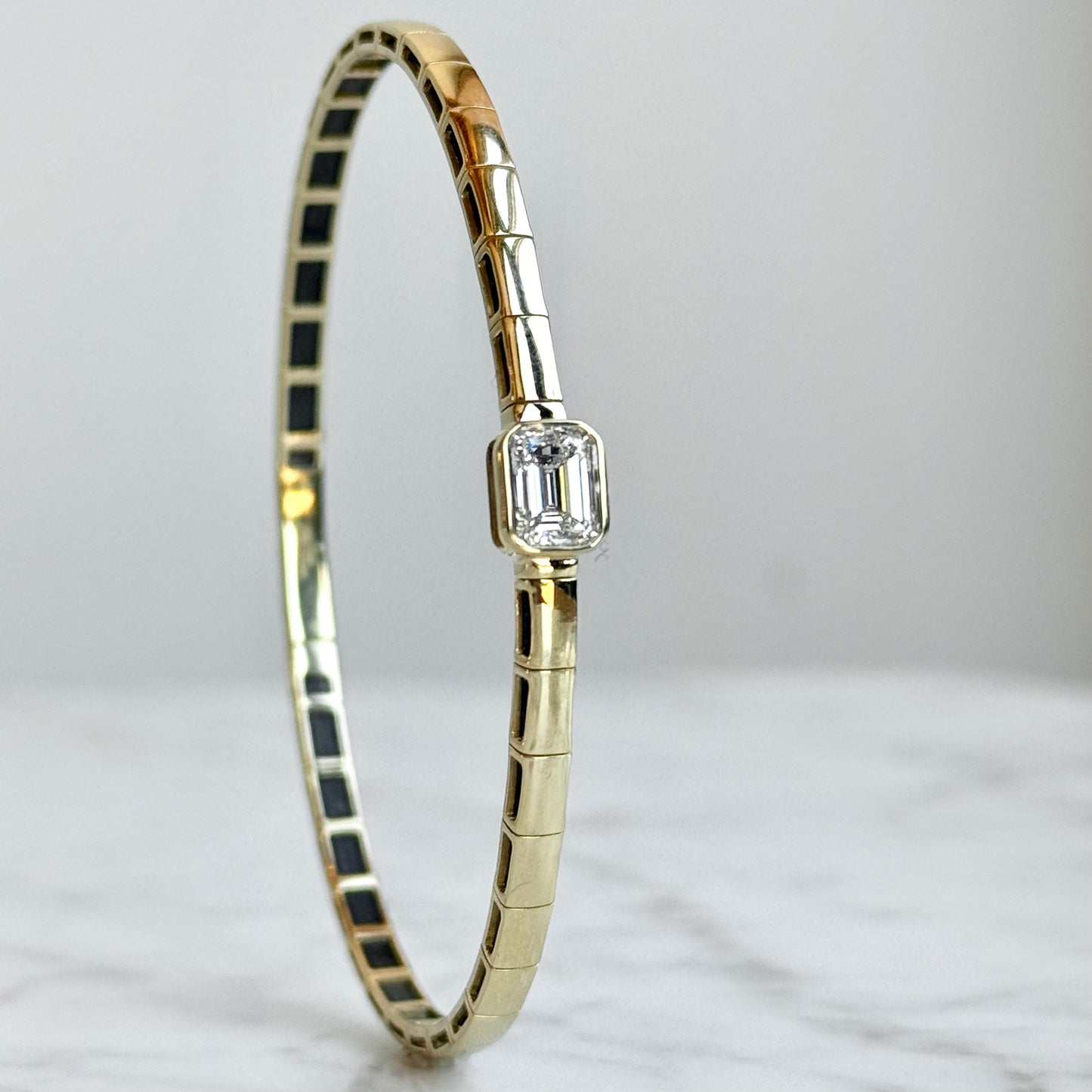 14K Yellow Gold East/West Diamond Emerald Cut Bracelet