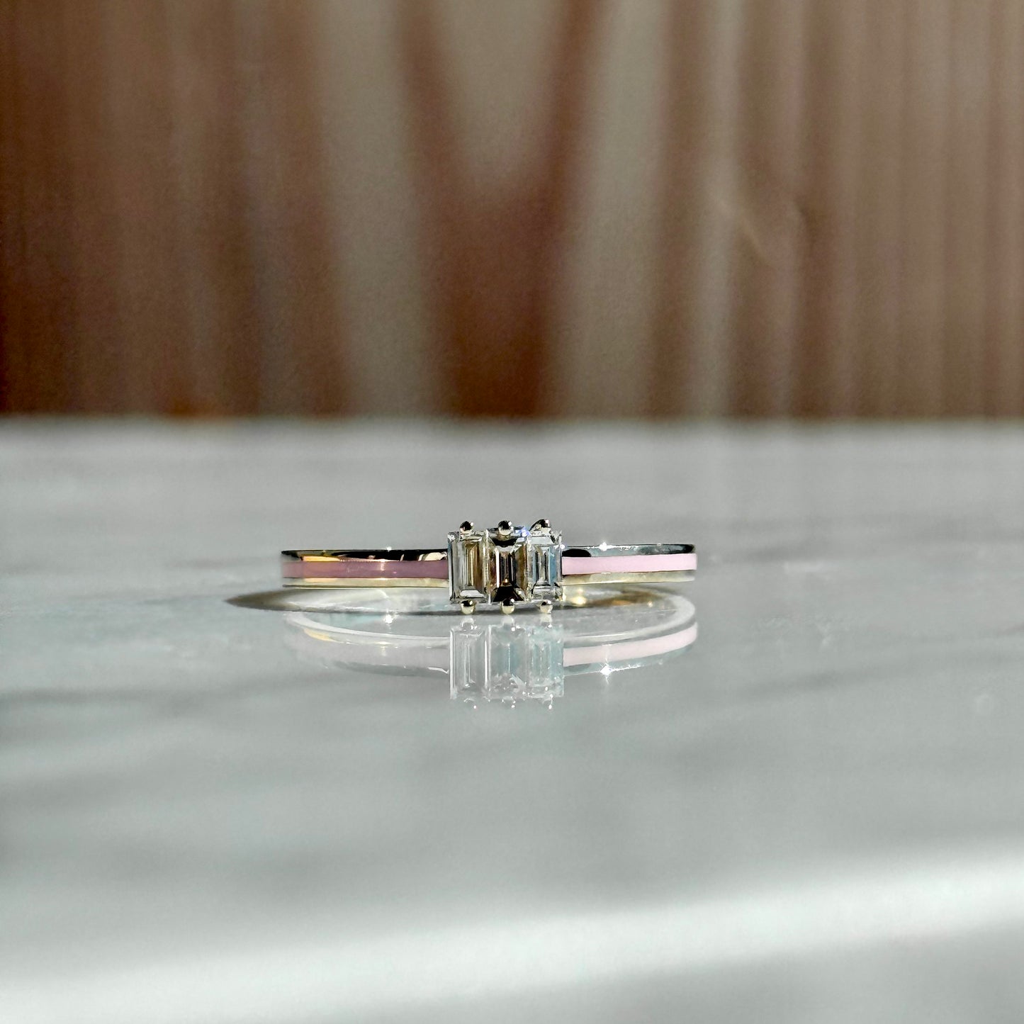 14K Yellow Gold Enamel and Diamond Ring