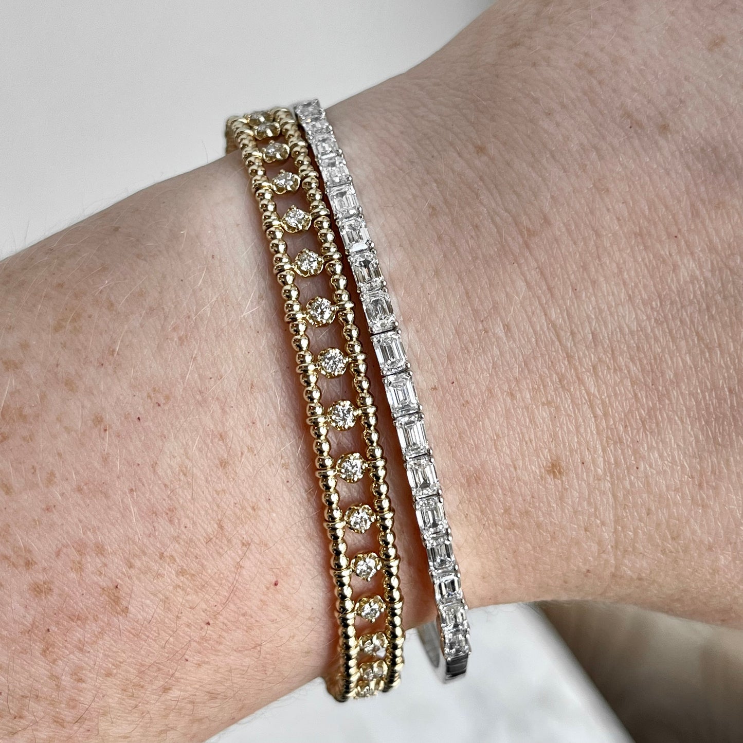 14K Wide Flexible Diamond Bangle Bracelet