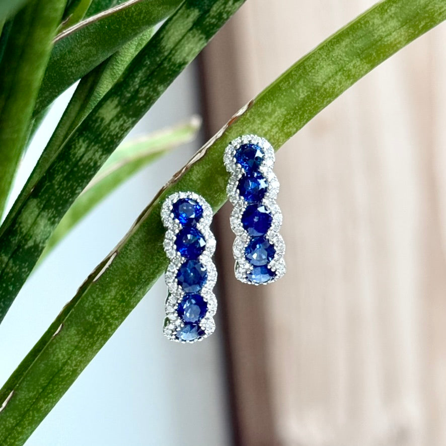 18K White Gold Sapphire and Diamond Earrings