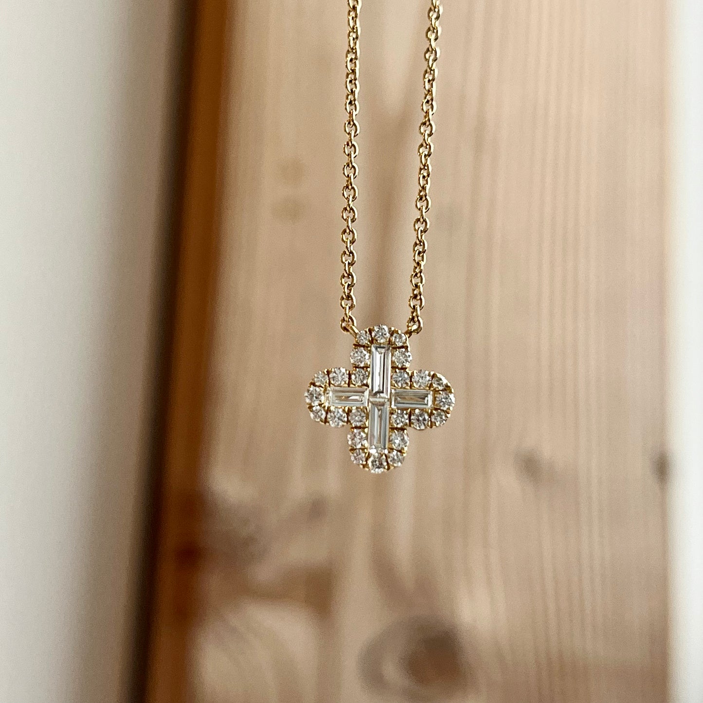 18K Yellow Gold Diamond "X" Necklace