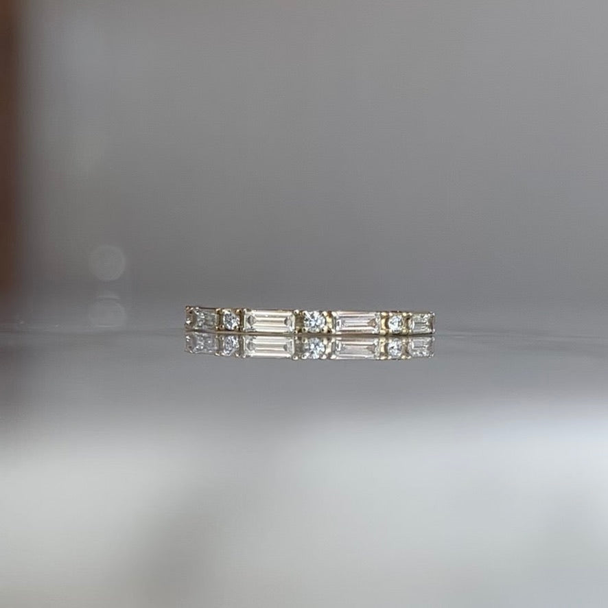 Natural Straight Baguette and Round Diamond Band 1/3CTW