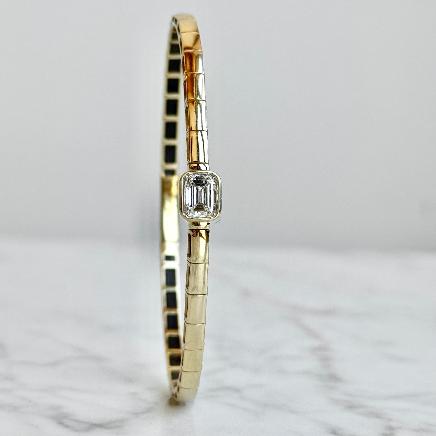 14K Yellow Gold East/West Diamond Emerald Cut Bracelet