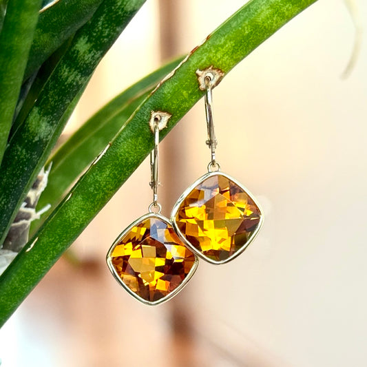 14K Yellow Gold Citrine Earrings