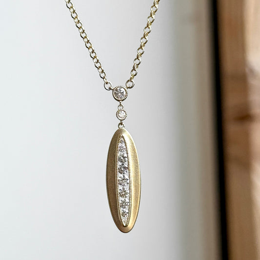 14K Yellow Gold Vertical Diamond Bar Necklace