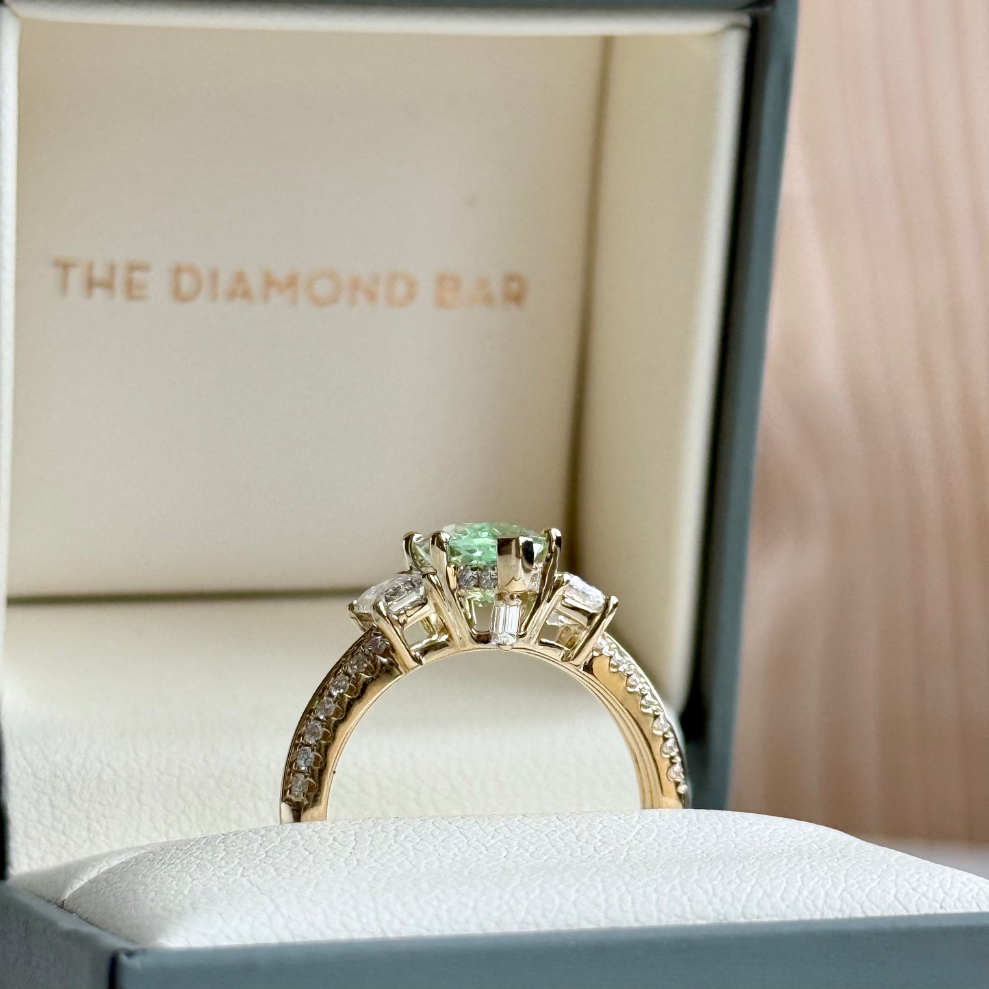 14K Yellow Gold  Marquise Tsavorite Garnet and Diamond Ring