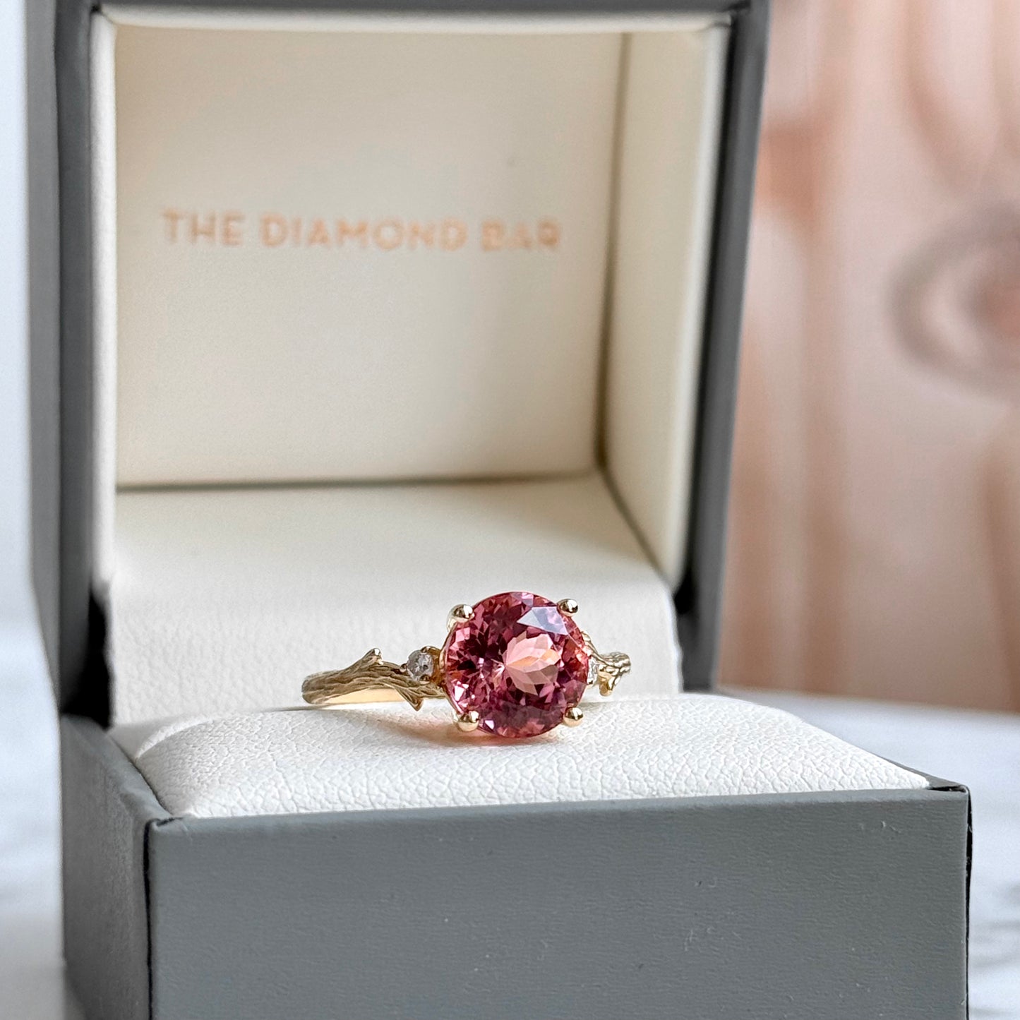 14K Yellow Gold "Branch" Diamond and Tourmaline Ring