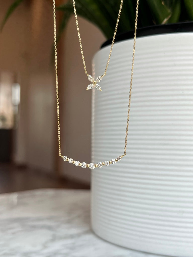 14K Yellow Gold Marquise "Clover" Necklace"