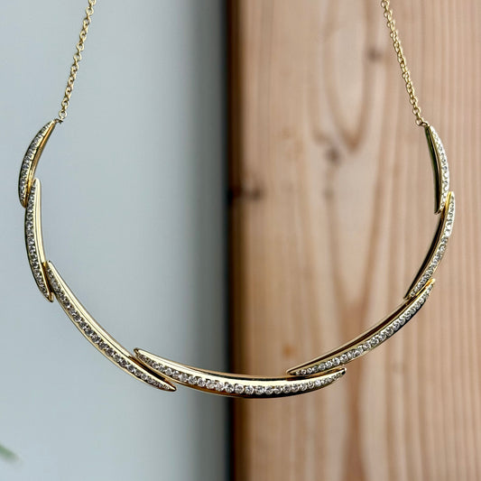 14K Yellow Gold "Flame River" Diamond Riviera Necklace