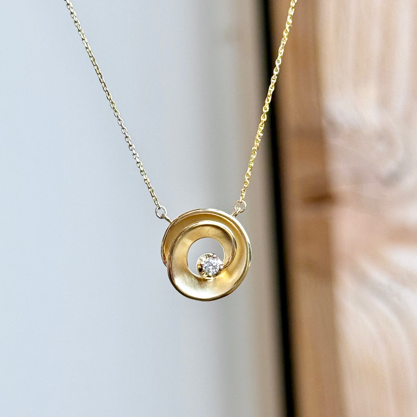 14K Yellow Gold "Swirl" Diamond Necklace