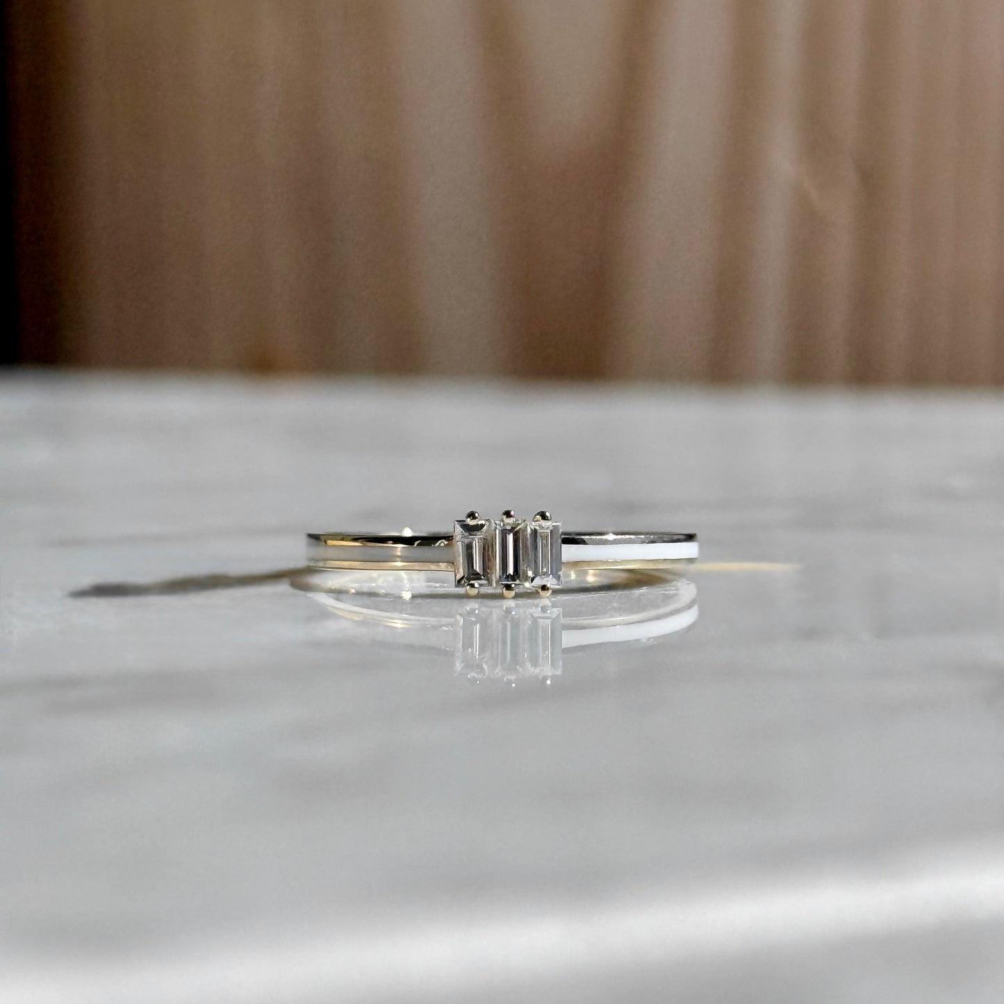 14K Yellow Gold Enamel and Diamond Ring