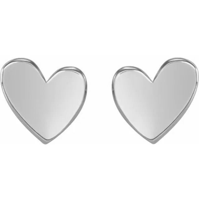 14K Asymmetrical Heart Stud Earrings