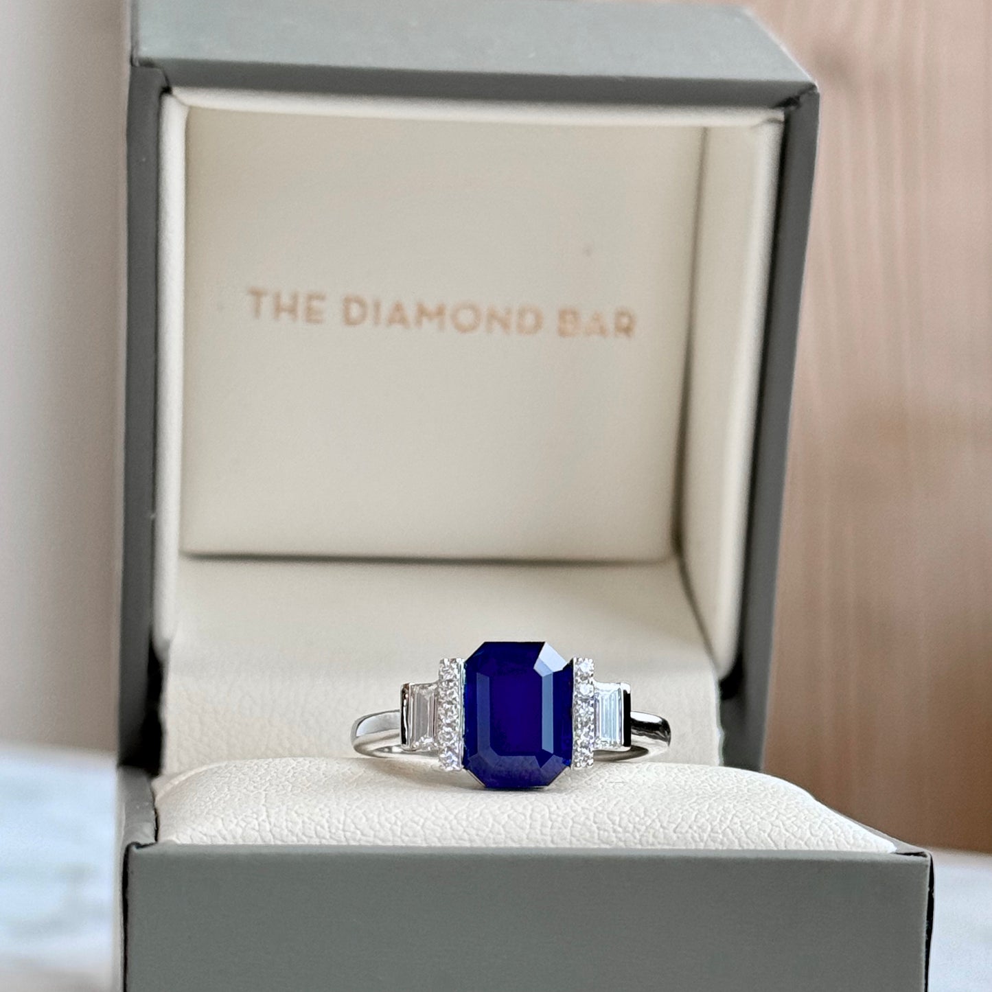 Platinum Sapphire and Diamond Ring