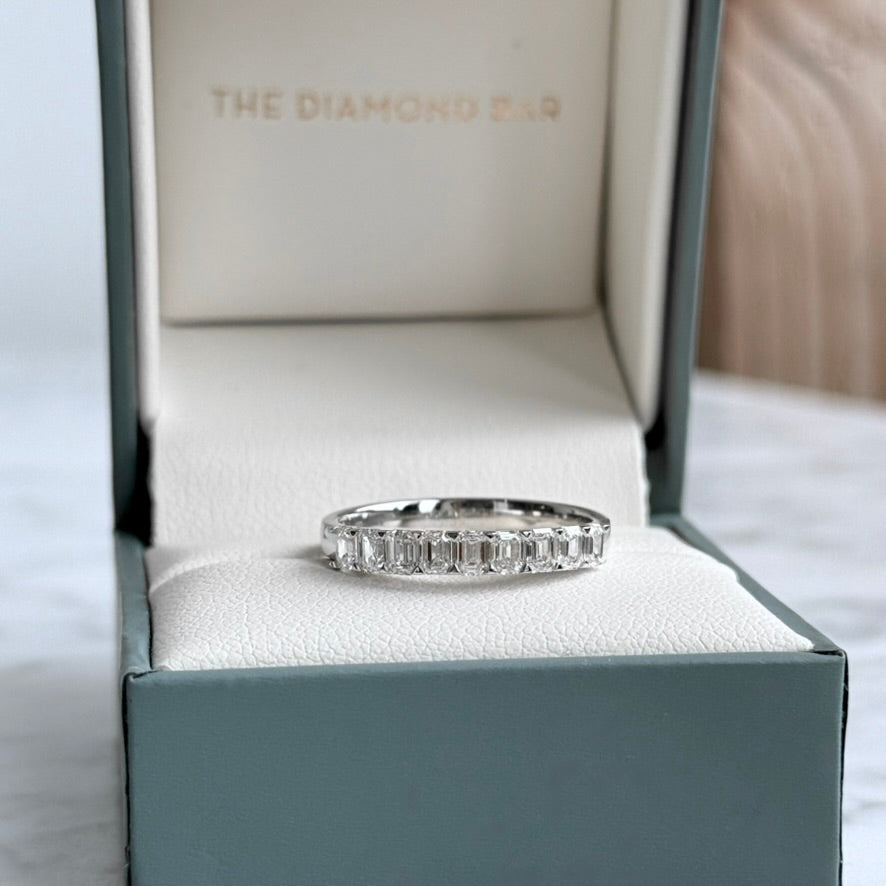 Platinum Emerald Cut Diamond Stackable Band 90/100CTW