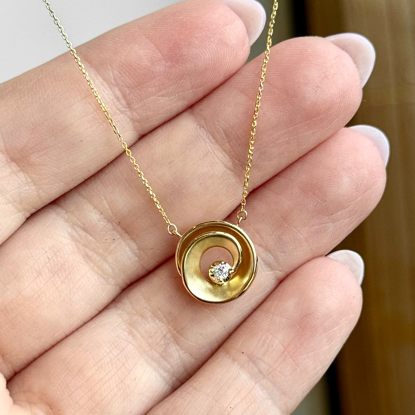 14K Yellow Gold "Swirl" Diamond Necklace