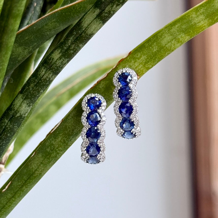 18K White Gold Sapphire and Diamond Earrings