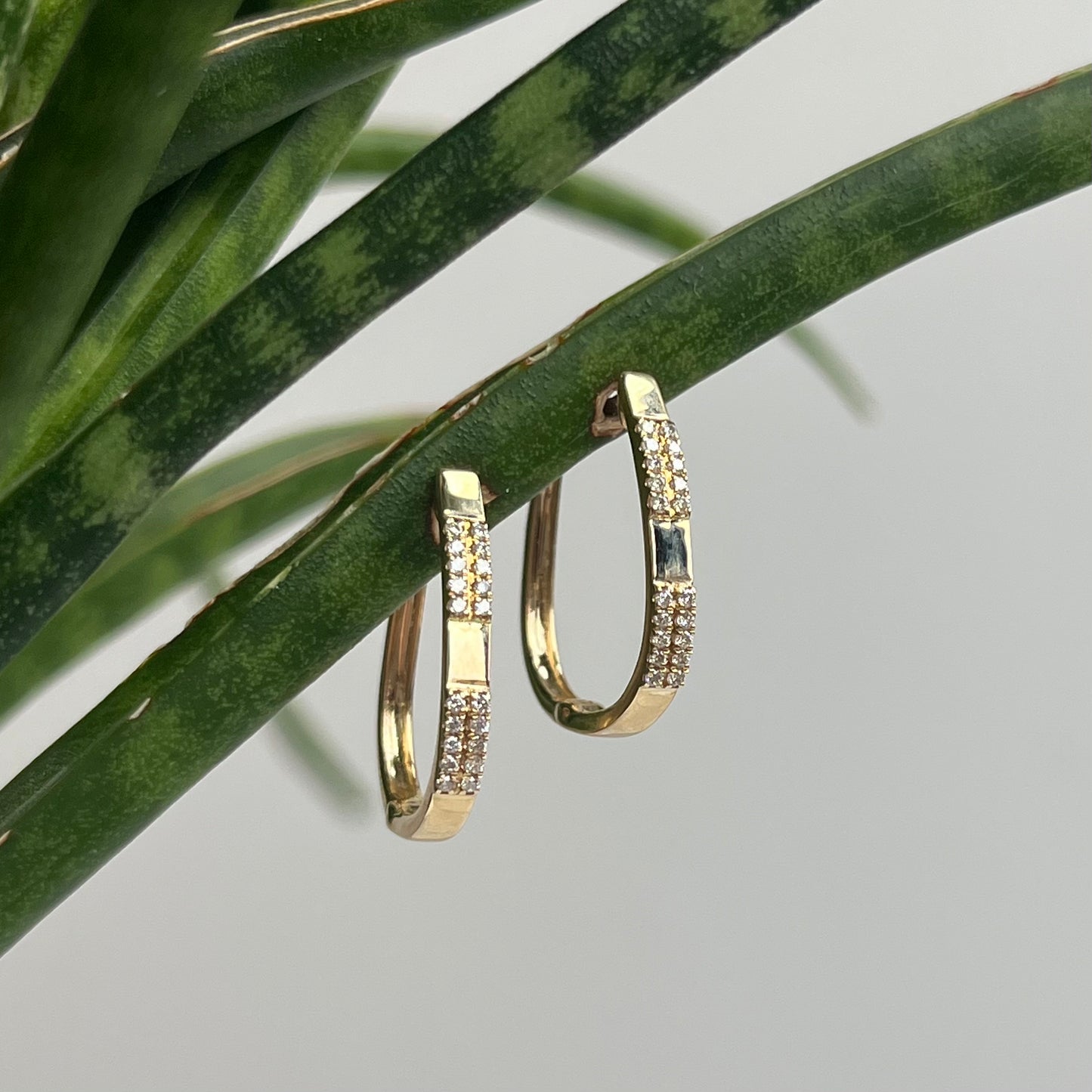 14K Yellow Gold Diamond "Block" Earrings