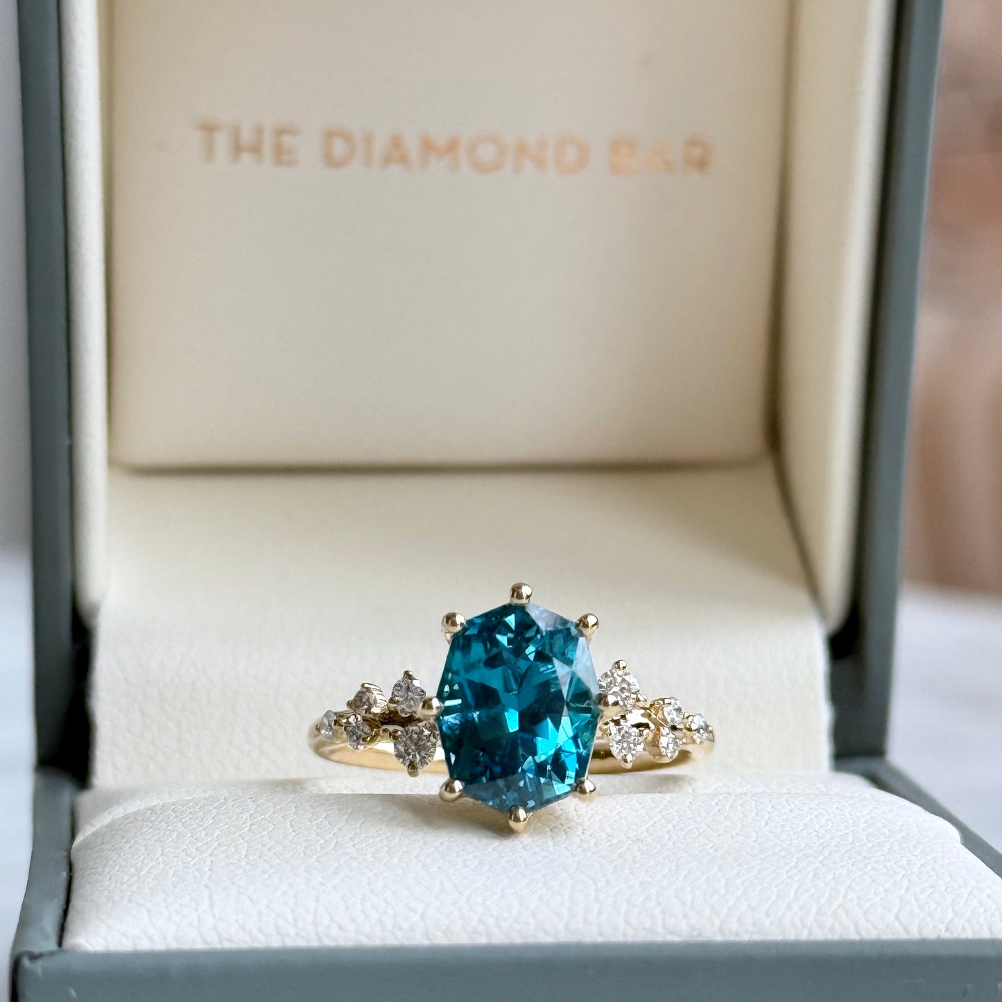 14K Yellow Gold Zircon and Diamond Ring