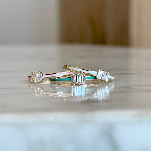 14K Yellow Gold Enamel and Diamond Ring