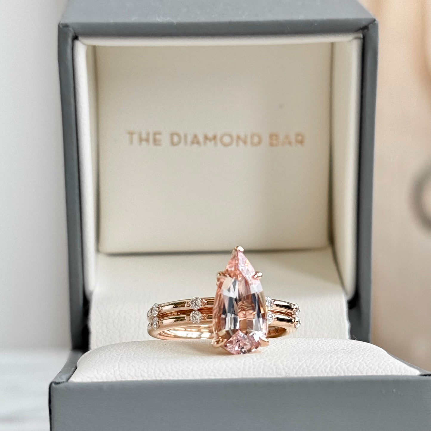 14K Rose Gold Morganite and Diamond Ring