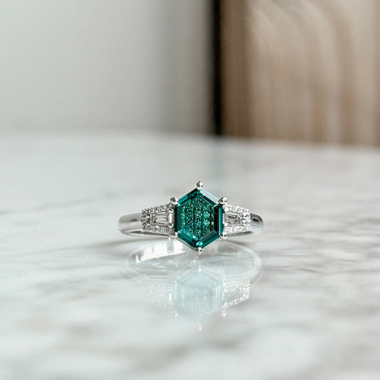 14K White Gold Tourmaline and Diamond "Lumineve" Ring