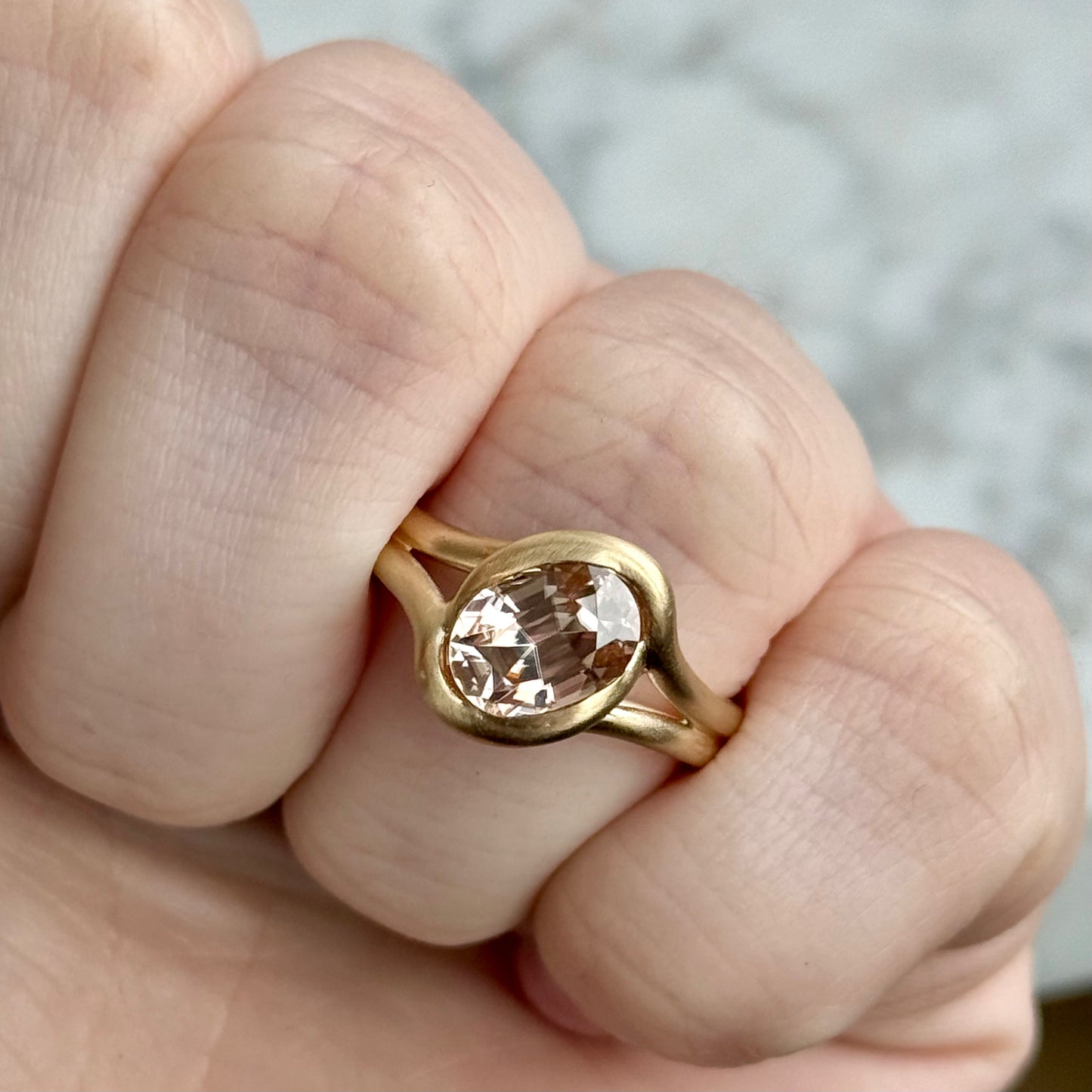 14K Yellow Gold Zircon Bypass Ring