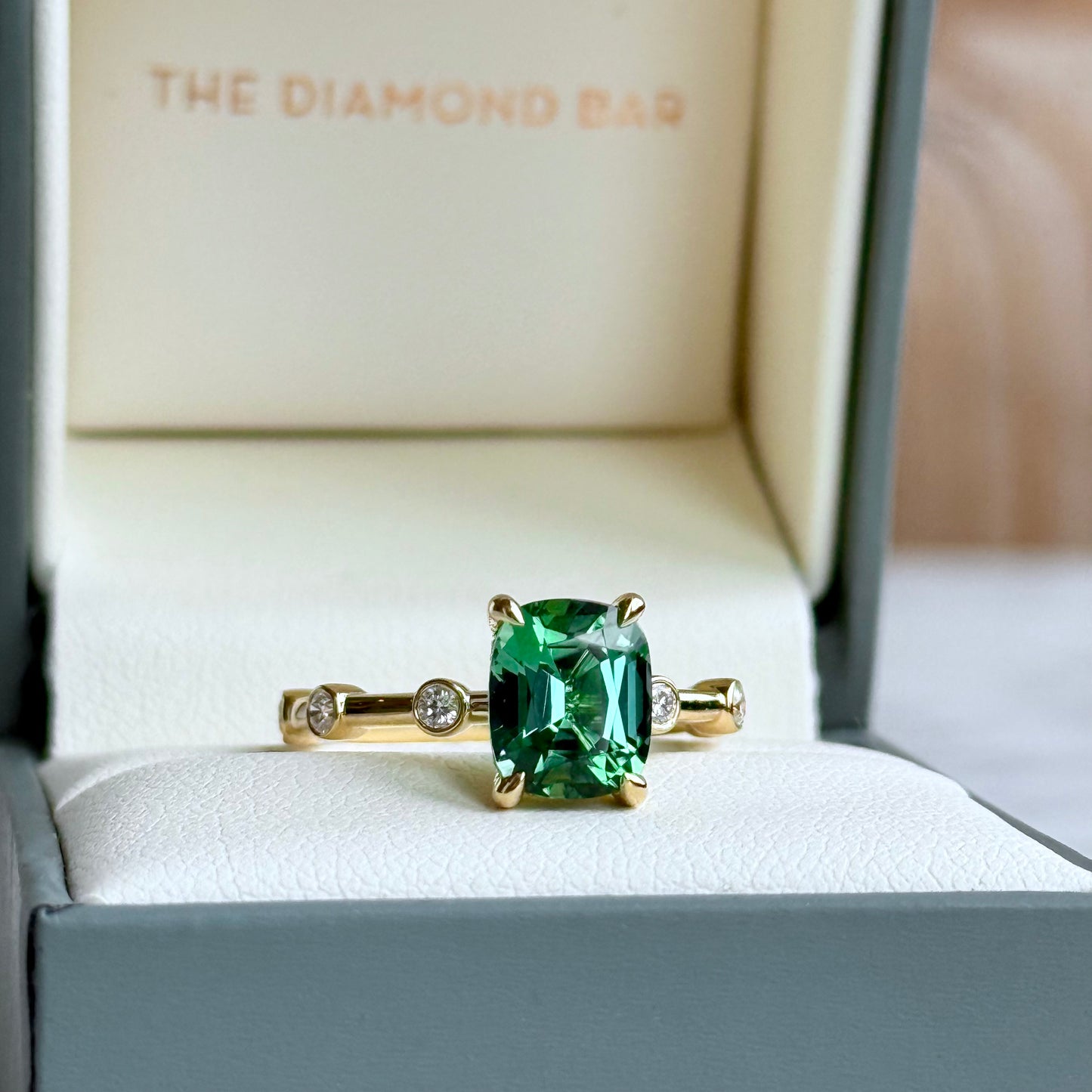 14K Yellow Gold Tourmaline and Diamond Ring