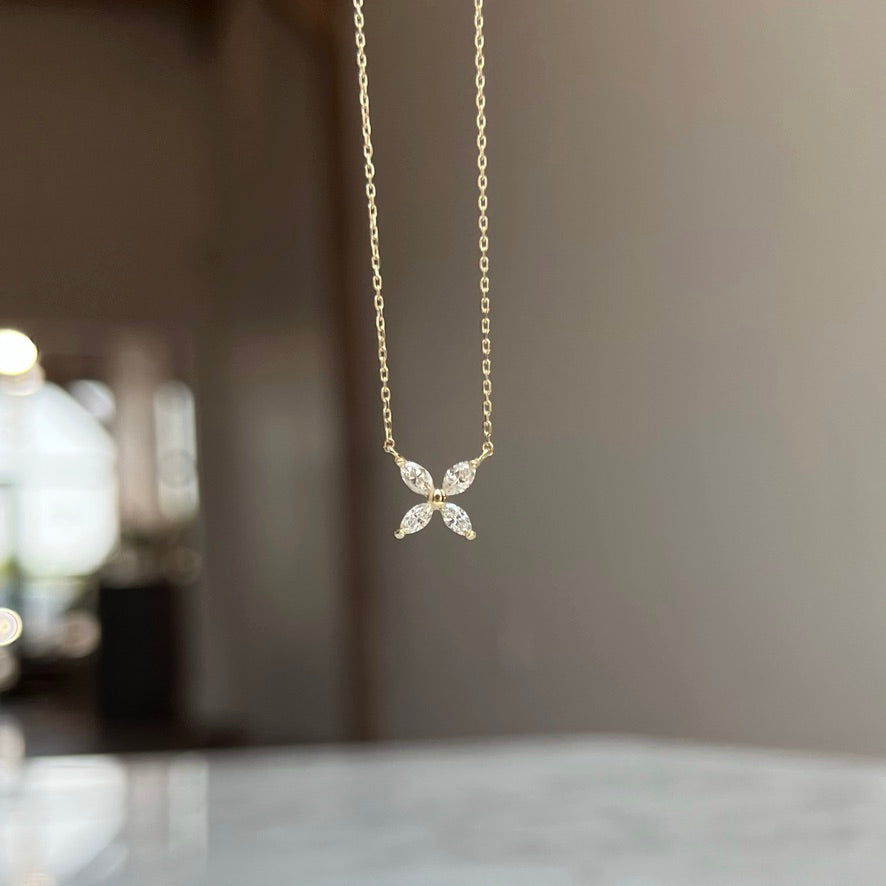 14K Yellow Gold Marquise "Clover" Necklace"