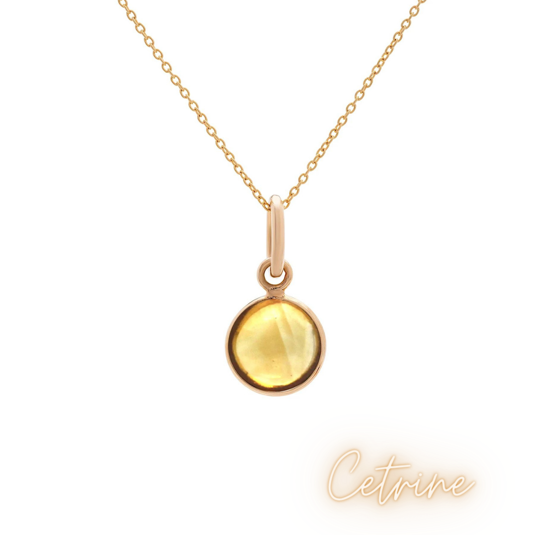14K Yellow gold Double Cabochon Birthstone Bezel Necklace
