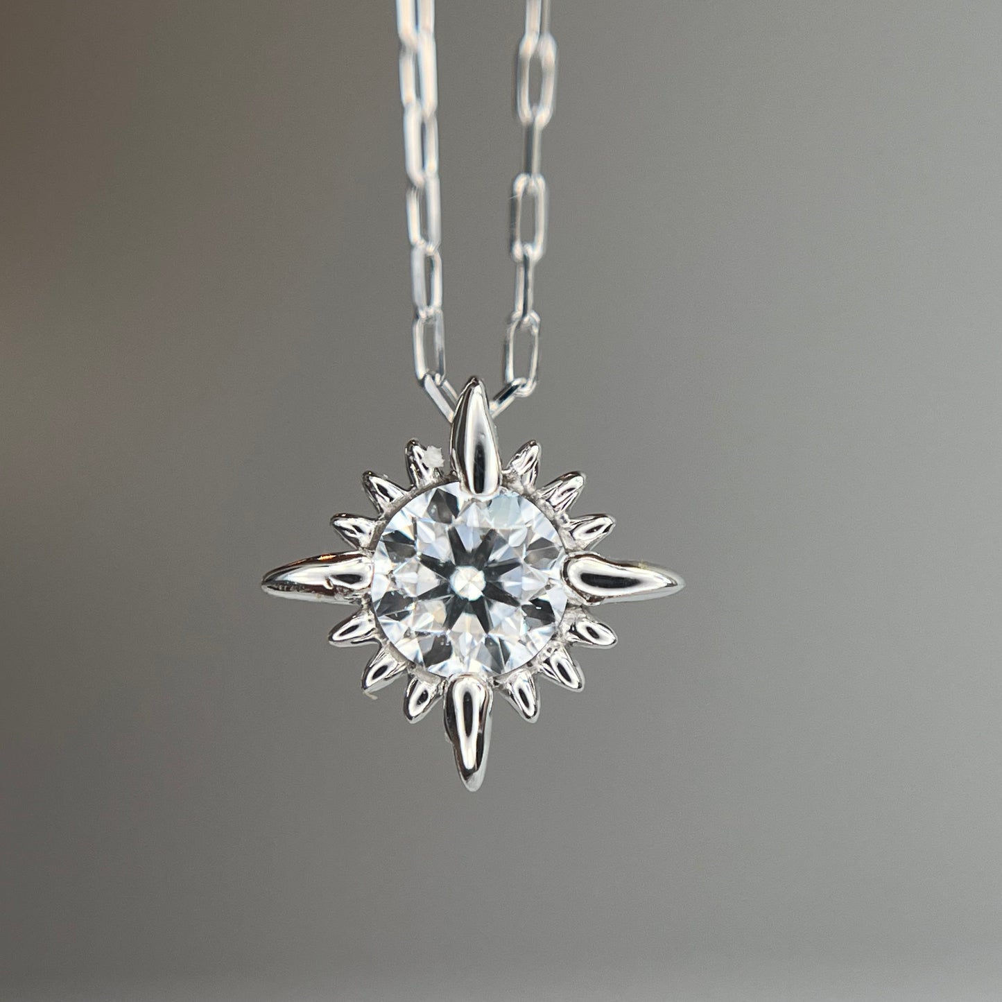 18K White Gold "Dainty" Diamond Star Necklace