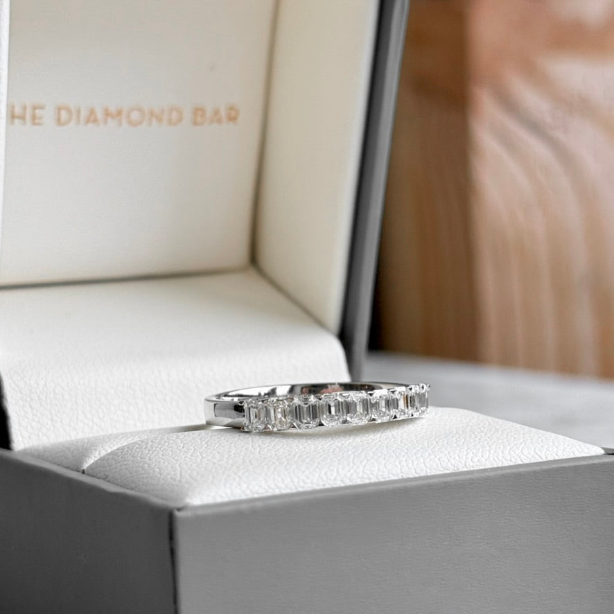 Platinum Emerald Cut Diamond Stackable Band 90/100CTW